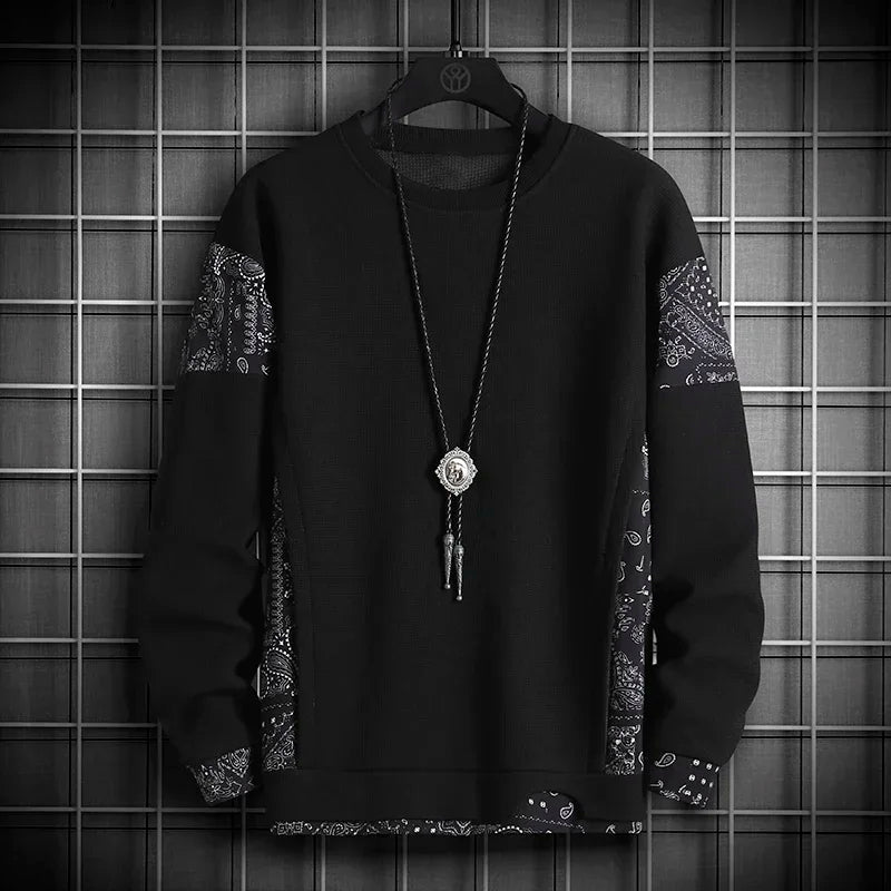 2024 New Mens Fashion Casual Hoodie Male Sportswear Pullover Patchwork Autumn Hoodie Sweatshirt Large Size Men Hip Hop Hoodies