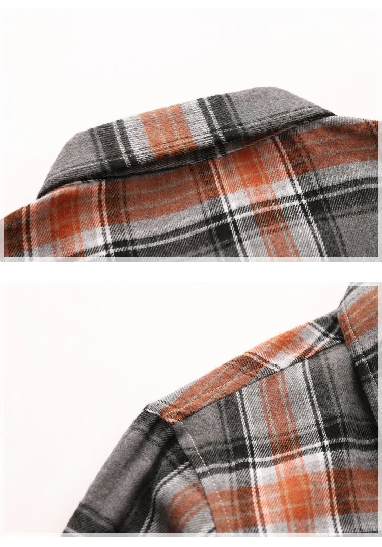 Striped Plaid Short Sleeved Shirt Men's Single-breasted Square Collar Cotton Shirts Summer Fashion Casual Camisa Men Chemise 7XL
