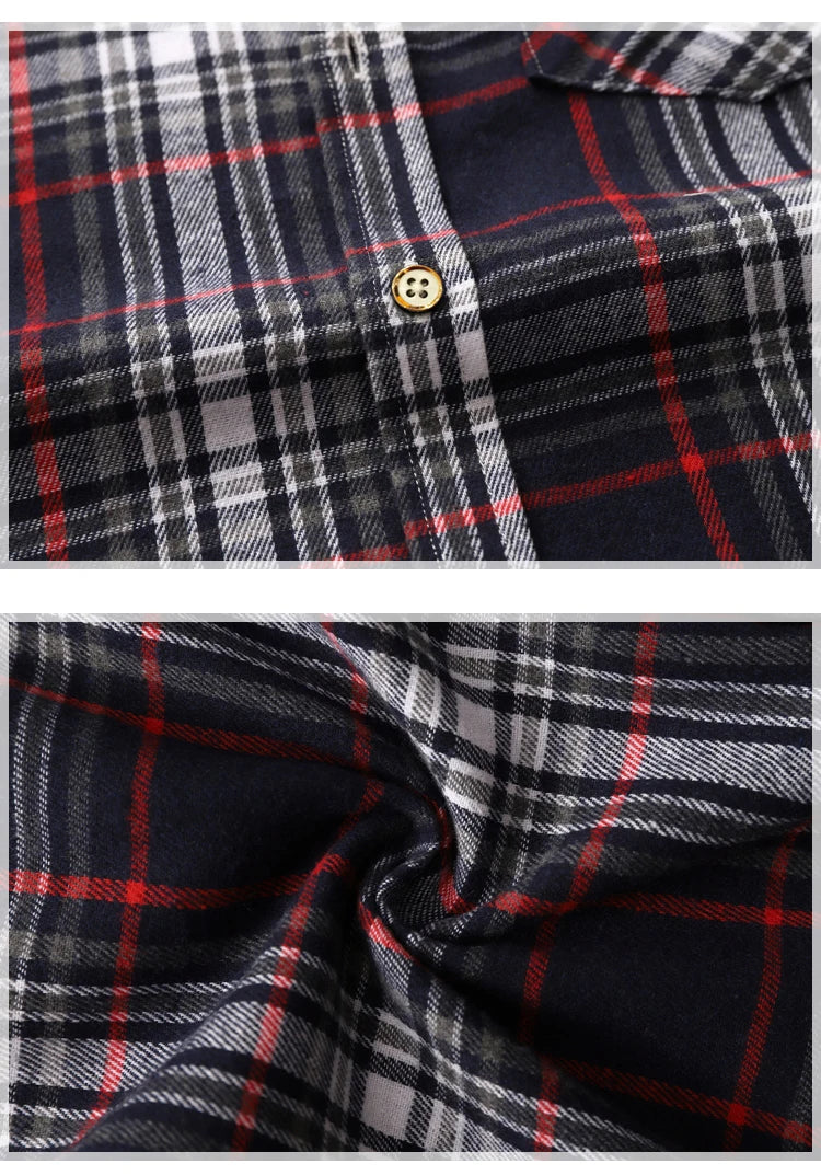 Striped Plaid Short Sleeved Shirt Men's Single-breasted Square Collar Cotton Shirts Summer Fashion Casual Camisa Men Chemise 7XL