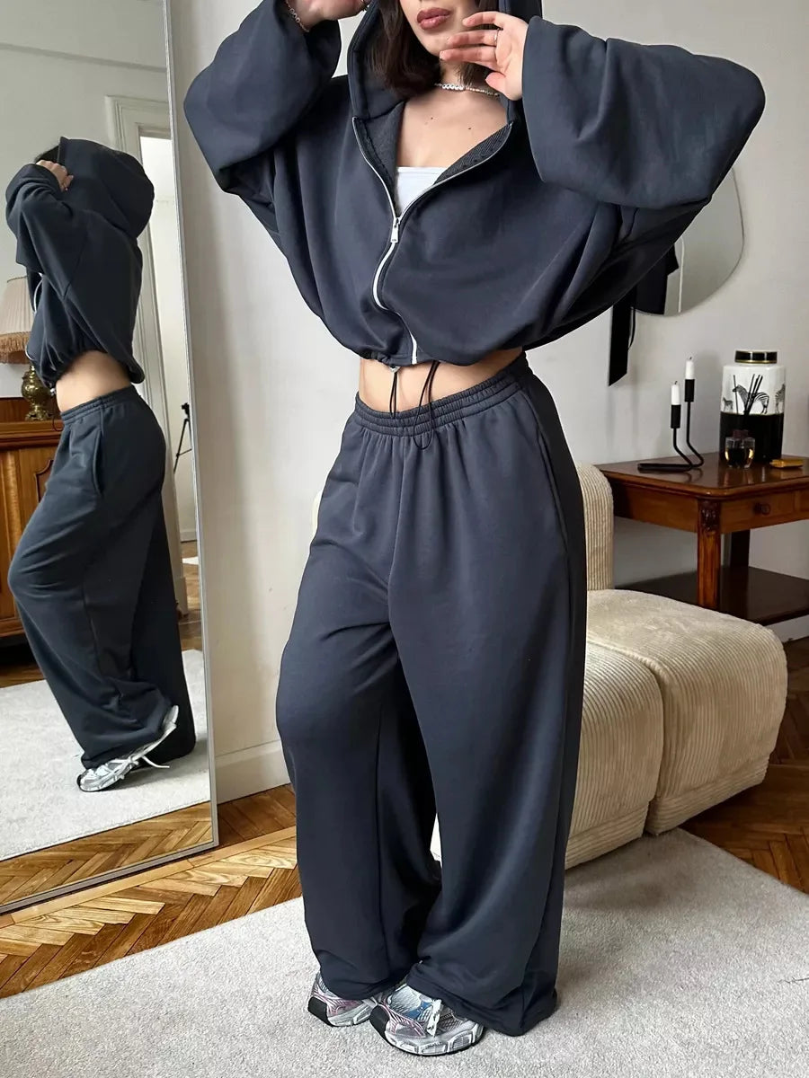 Hoodies Pant Two Piece Sets Women Tracksuit Set Autumn Pant Set Jogger Y2k Sweatshirts Sports Elastic Waist Pants Matching Sets