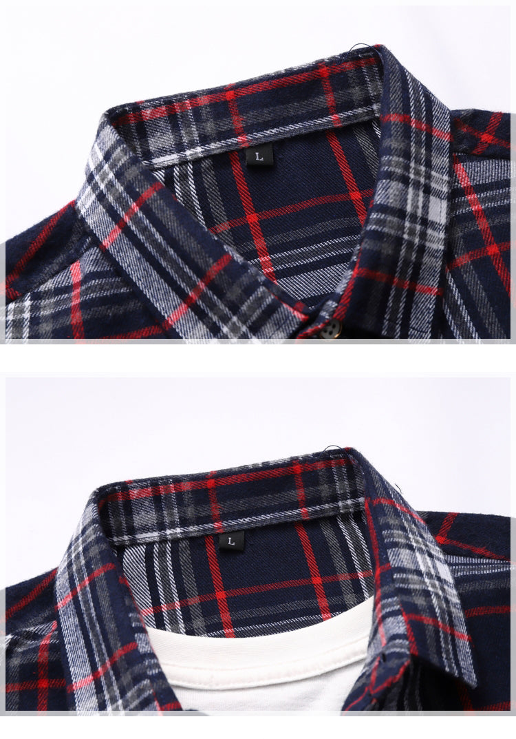 Striped Plaid Short-sleeved Shirt Men's Single-breasted Square Collar Cotton Shirts Summer Fashion Casual Camisa Men Chemise 7XL