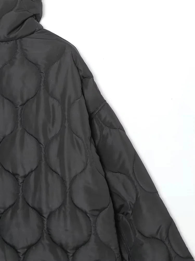 TRAFZA 2024 New Women Fashion Coat Long Sleeve Jackets With Drawstring Versatile Hight Street Outerwear Female Mujer Winter Coat