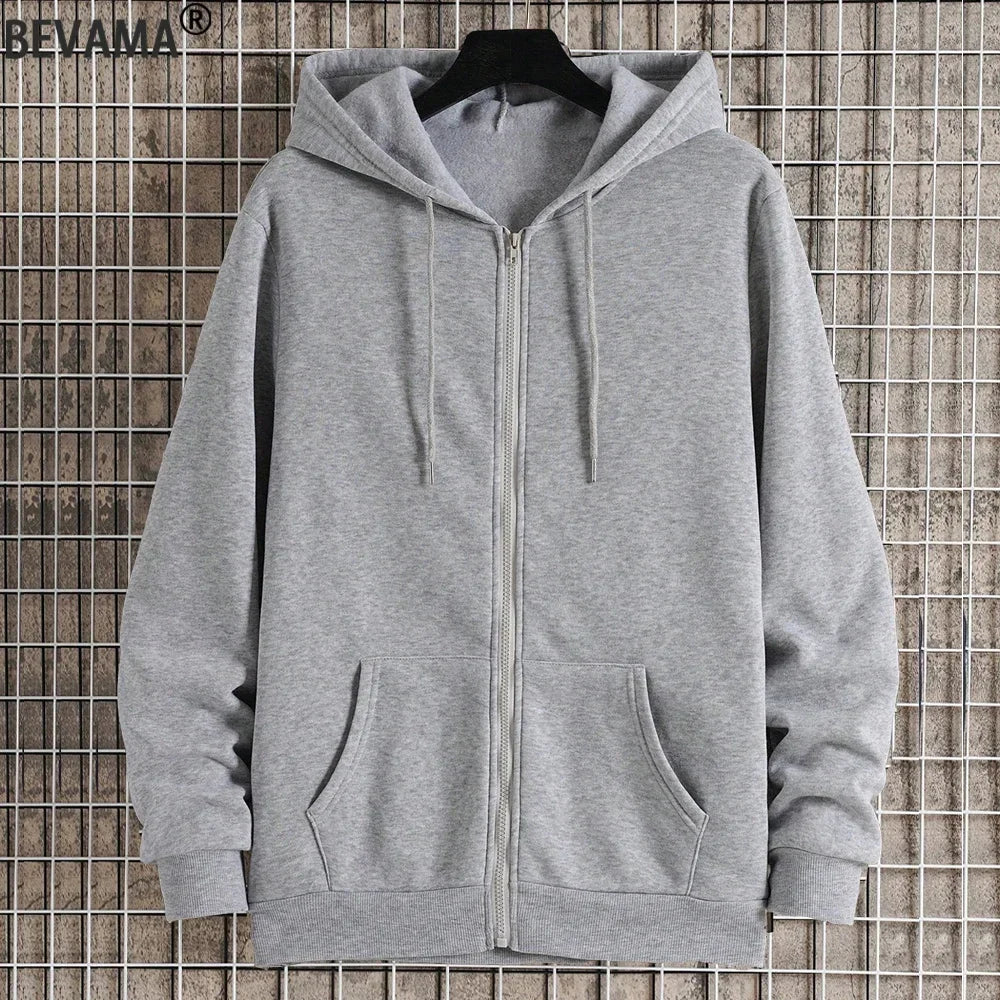 Unisex Zip Up Hoodies Spring Autumn Fleece Sweatshirts Men Women Classic Solid Color Zipper Jackets Fashion Hip Hop Streetwear