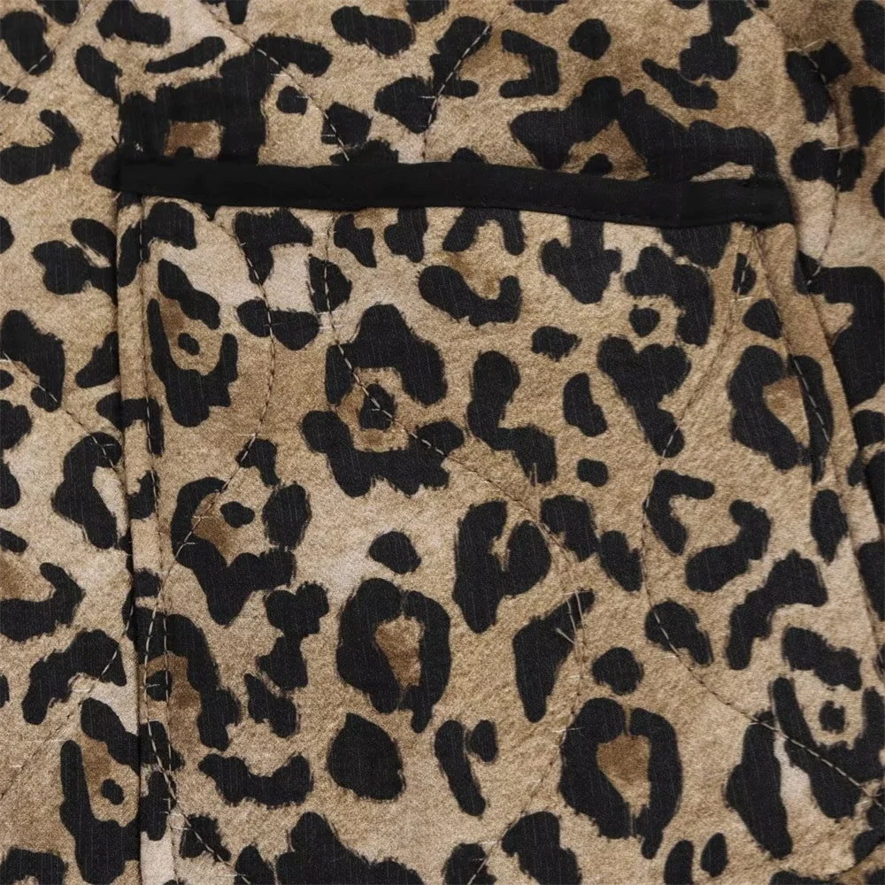 PB&ZA2024 Autumn New Women's Fashion Style Casual Loose Warm Versatile Animal Pattern Printed Cotton Jacket