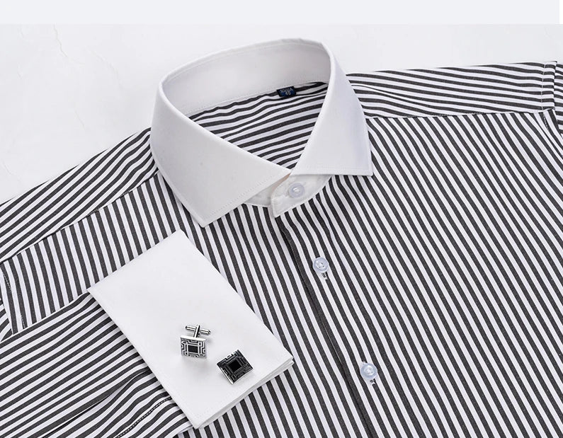 2023 French Cufflinks Suit Collar Korean Version Slim Fitting Shirt Long Sleeve Men's Tuxedo Party Wedding Shirts