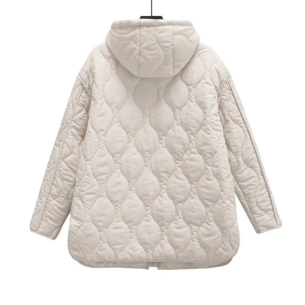 UNIZERA 2023 Autumn/Winter New Product Women's New Fashion and Casual Versatile Stand up Collar Hooded Jacket Cotton Coat