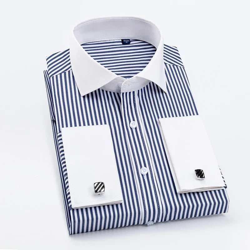 2023 French Cufflinks Suit Collar Korean Version Slim Fitting Shirt Long Sleeve Men's Tuxedo Party Wedding Shirts