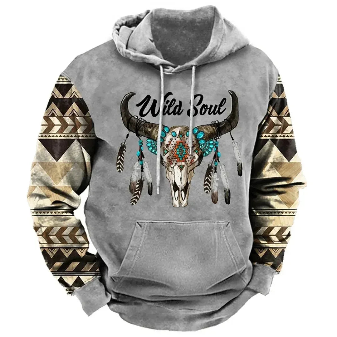 Vintage Men's Hoodie Yellowstone Park 3D Print Pullover Y2K Men's Tops Street Fashion Oversized Hoodie Casual Men's Clothing