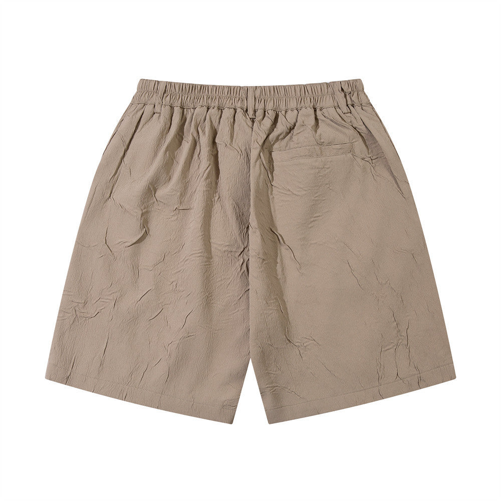 Solid Color Pleated Casual Shorts Men
