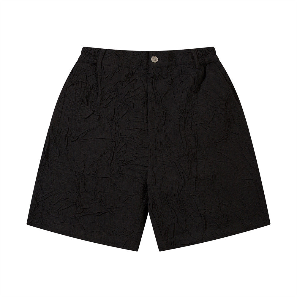 Solid Color Pleated Casual Shorts Men