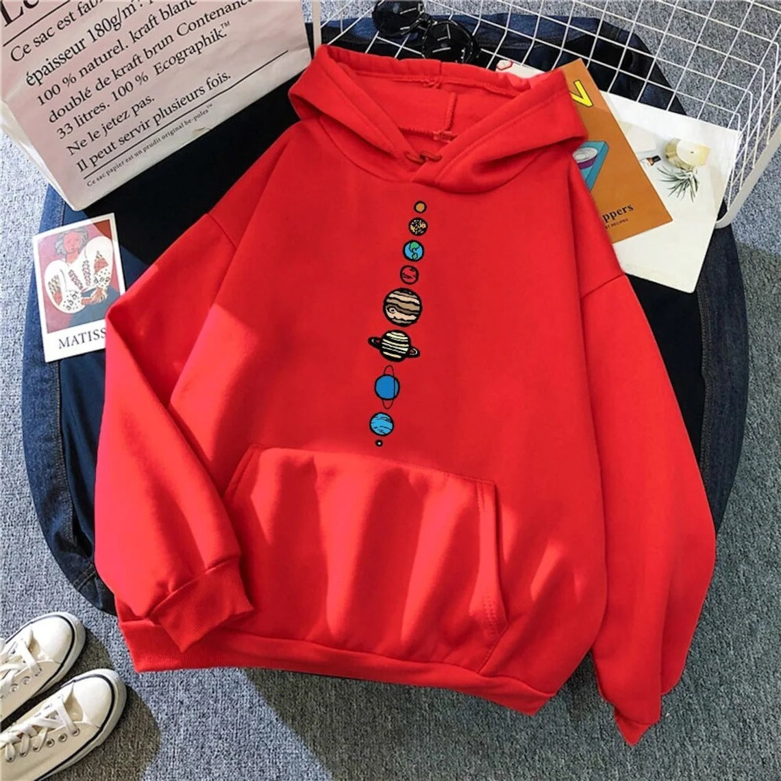 Multicolor Anime Men And Women Loose Hooded Sweatshirt