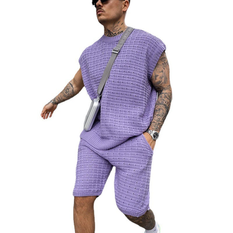 Men's Loose Trendy Short-sleeved Shirt Shorts Two-piece Suit