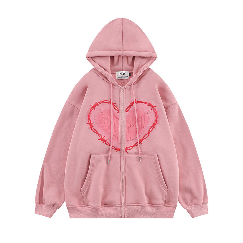 HoodieMens Unisex Heart Foam Print Hoodie