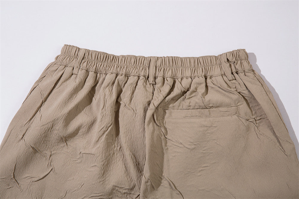 Solid Color Pleated Casual Shorts Men