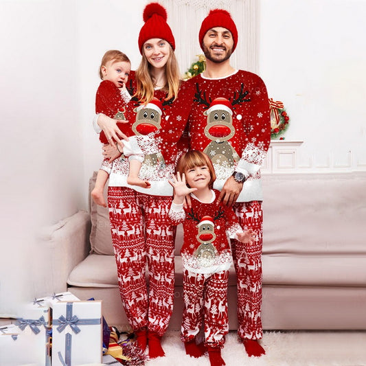 Christmas Print Long Sleeve Casual Parent-Child Suit