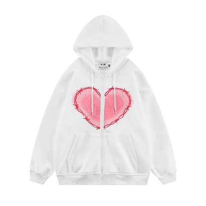 HoodieMens Unisex Heart Foam Print Hoodie