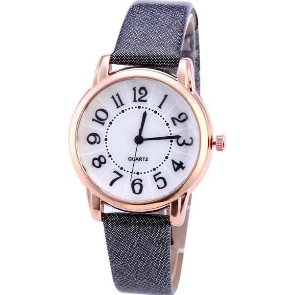 Classic Leather‑Strap Women’s Quartz Watch