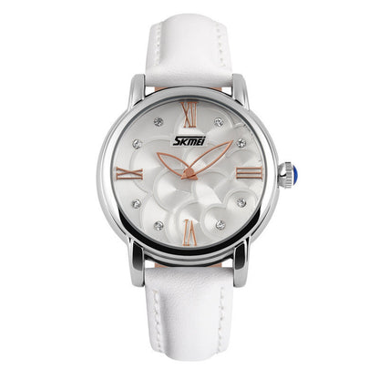 Leather waterproof ladies watch