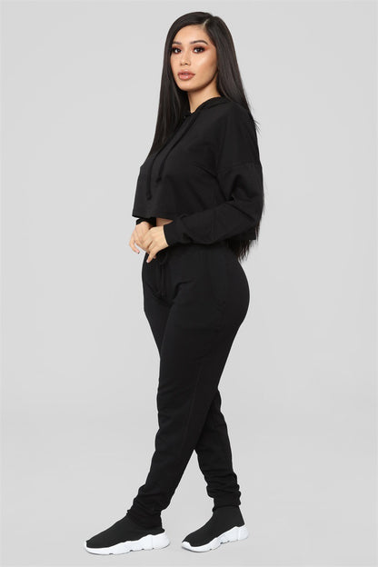 Two Piece Solid Open Navel Sportswear Set