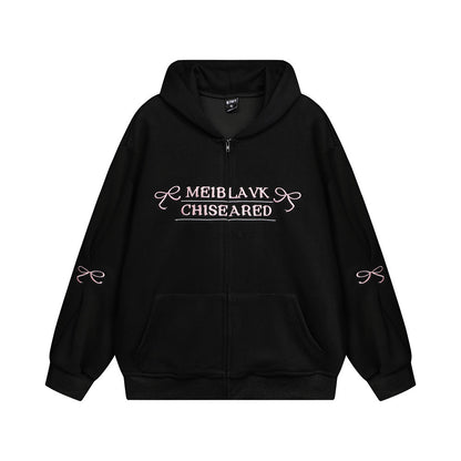 Bow Embroidery Letter Loose Sweatshirt Men