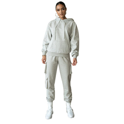 Solid Color Hooded Pocket Pants Casual