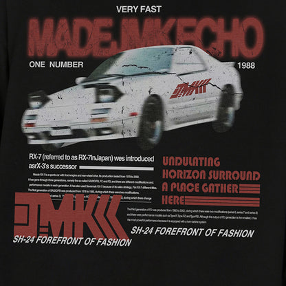 American Car Letter Print Sweatshirt Men