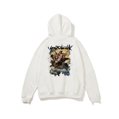 Retro Oil Painting Printed Loose Sweatshirt Men