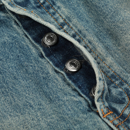 Washed Denim Mop Trousers Men