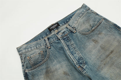 Washed Denim Mop Trousers Men