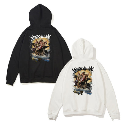 Retro Oil Painting Printed Loose Sweatshirt Men