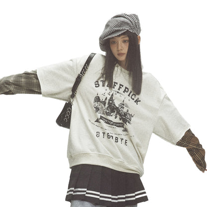 Retro City Printed Crew Neck Sweatshirt Men