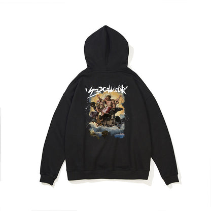 Retro Oil Painting Printed Loose Sweatshirt Men