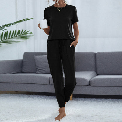 Women's Pocket Short Sleeve Trousers Suit