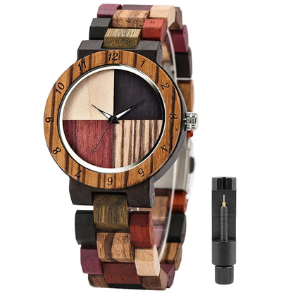 Top Luxury Brand Ladies Full Wood Color Watch Fashion Quartz Wood Wristwatches Bracelet Couple Watch Birthday Gift for Women
