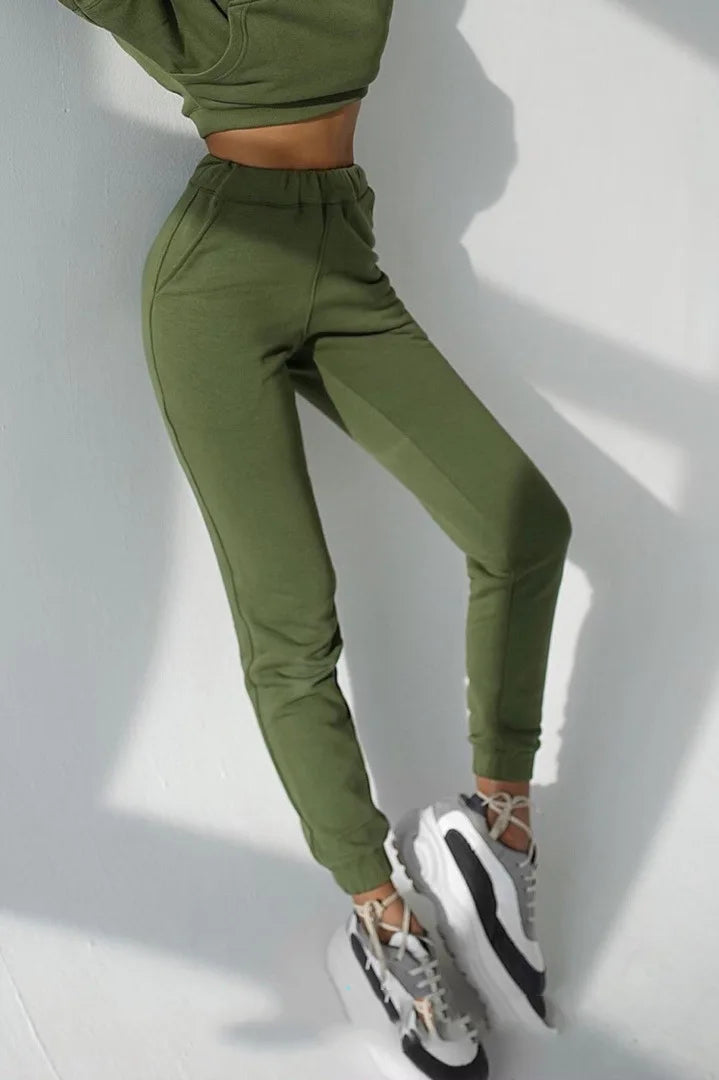 winter Tracksuits Women's Fleece Hoodies Two Piece Set Spring Autumn Lace Up Sweatshirts Pants Sets Female Casual Sports Suits