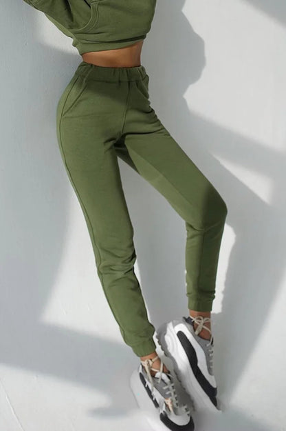 winter Tracksuits Women's Fleece Hoodies Two Piece Set Spring Autumn Lace Up Sweatshirts Pants Sets Female Casual Sports Suits