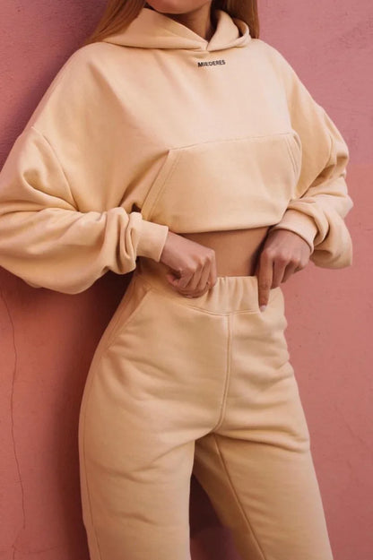 winter Tracksuits Women's Fleece Hoodies Two Piece Set Spring Autumn Lace Up Sweatshirts Pants Sets Female Casual Sports Suits