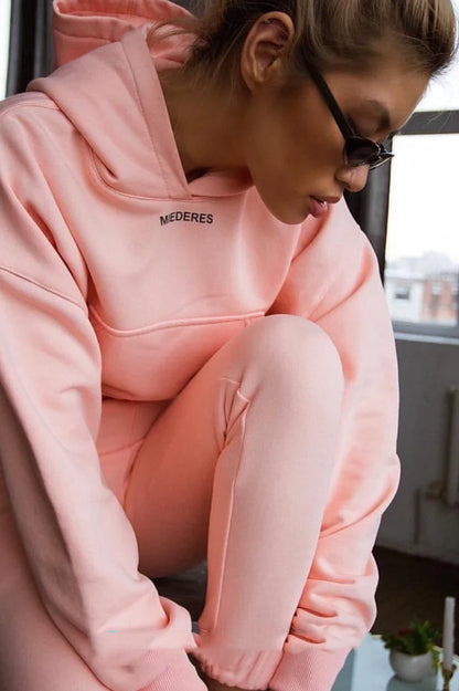 winter Tracksuits Women's Fleece Hoodies Two Piece Set Spring Autumn Lace Up Sweatshirts Pants Sets Female Casual Sports Suits