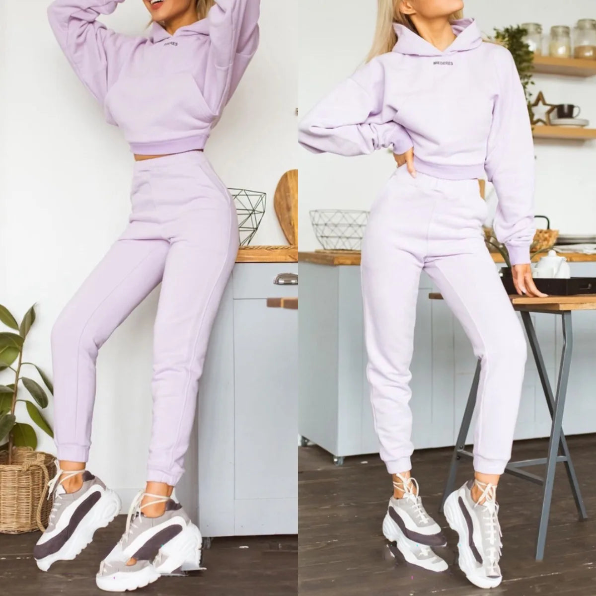 winter Tracksuits Women's Fleece Hoodies Two Piece Set Spring Autumn Lace Up Sweatshirts Pants Sets Female Casual Sports Suits