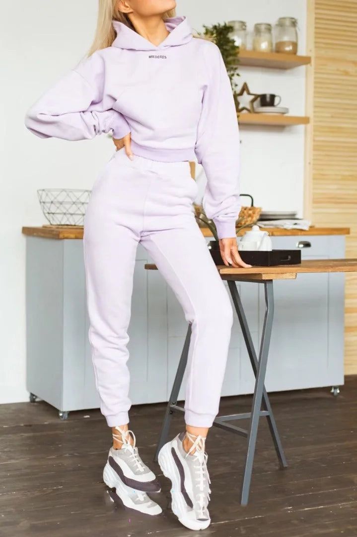 winter Tracksuits Women's Fleece Hoodies Two Piece Set Spring Autumn Lace Up Sweatshirts Pants Sets Female Casual Sports Suits