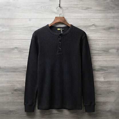 RIBBED HENLEY SWEATER