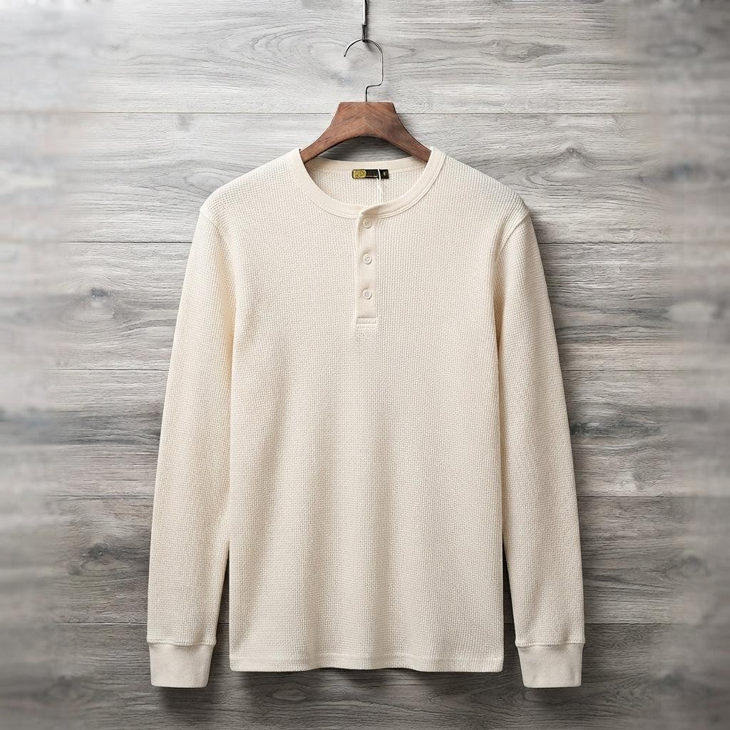 RIBBED HENLEY SWEATER