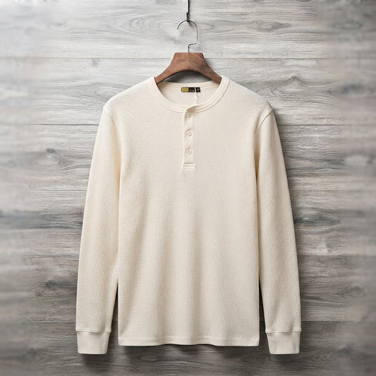 RIBBED HENLEY SWEATER