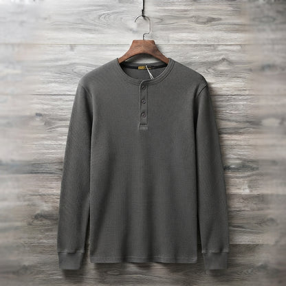 RIBBED HENLEY SWEATER