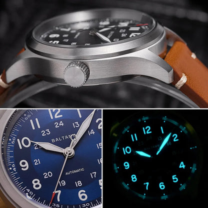 Baltany Calendar Field Wristwatches 32mm S2049 NH35 Sapphire Crystal Luminous 10ATM Stainless Steel Automatic Mechanical Watches