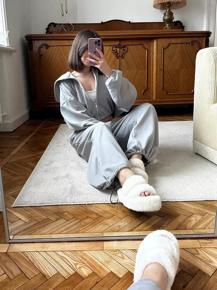 Hoodies Pant Two Piece Sets Women Tracksuit Set Autumn Pant Set Jogger Y2k Sweatshirts Sports Elastic Waist Pants Matching Sets