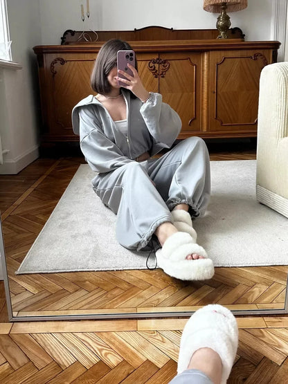 Hoodies Pant Two Piece Sets Women Tracksuit Set Autumn Pant Set Jogger Y2k Sweatshirts Sports Elastic Waist Pants Matching Sets