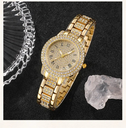 Diamond Women Watches Gold Watch Ladies Wrist Watches Luxury Brand Rhinestone Womens Bracelet Watches Female Relogio Feminino