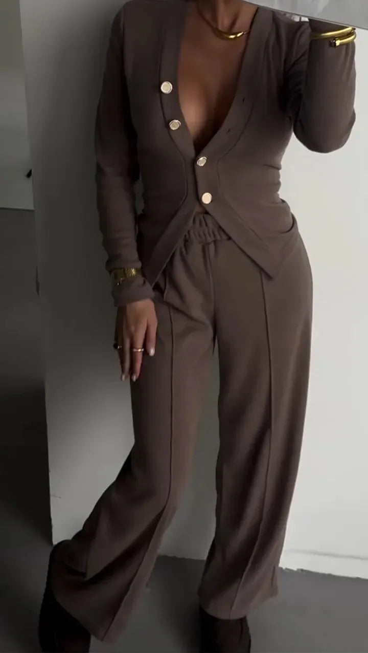Autumn Tracksuit Pants Sets Women Outfits 2025 Casual Button Cardigan Pants Women's Suit New In Matching Sets Female Clothing