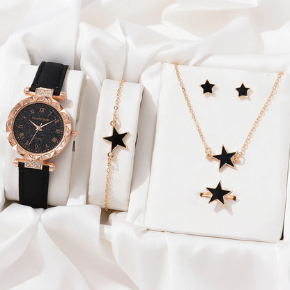 2023 5pcs Set Luxury Ladies Quartz Wrist Watches Dress Watch Women Crystal Diamond Watches Clock Women Montre Femme